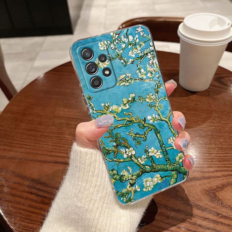 Van Gogh Sunflower Starry For Samsung Galaxy A55 Case A54 A52 A53 5G A15 A14 A13 A21S A23 A51 A34 A35 A33 A32 A72 71 Clear Cover