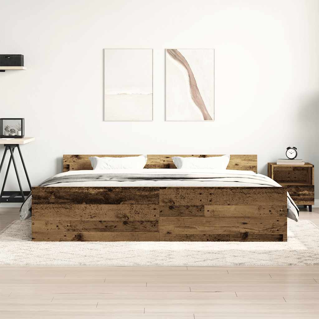 Rama Łóżka Bez Materaca Stare Drewno 180X200Cm Drewno Klejone