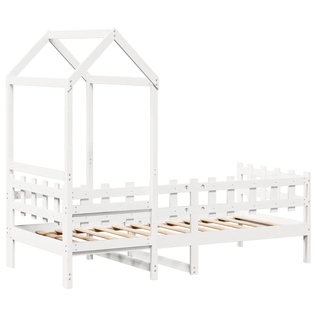 Daybed with Canopy White 80 x 200 cm Solid Pine Wood