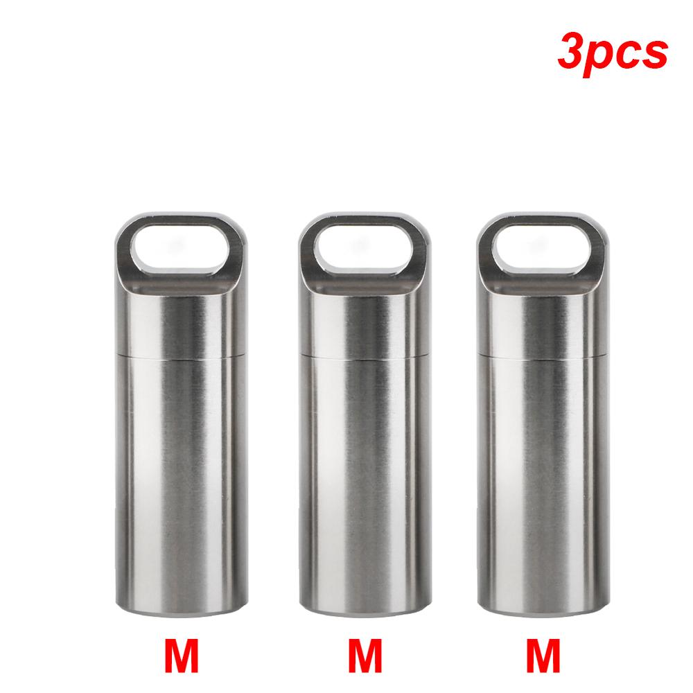 S M L Pill Storage Box Metal Phial Pill Case Portable For Firstaid Camping Pendant Medicine Boxes Waterproof Stainless Steel