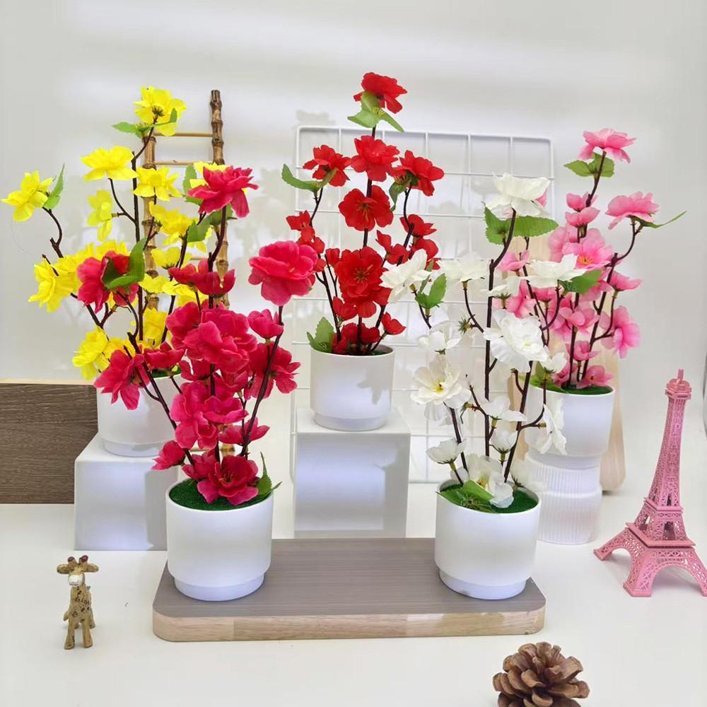 Sztuczna roślina kwitnąca brzoskwini o realistycznej teksturze do ogrodu zewnętrznego i dekoracji domu