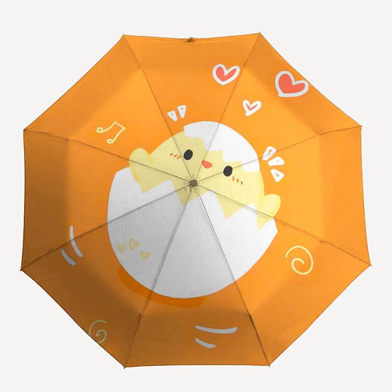 

1pc Egg Chick One Umbrella a Plastic Hle, Compact Stylish, with a Vibrant Cartoon Pattern, Perfect Home, Travel