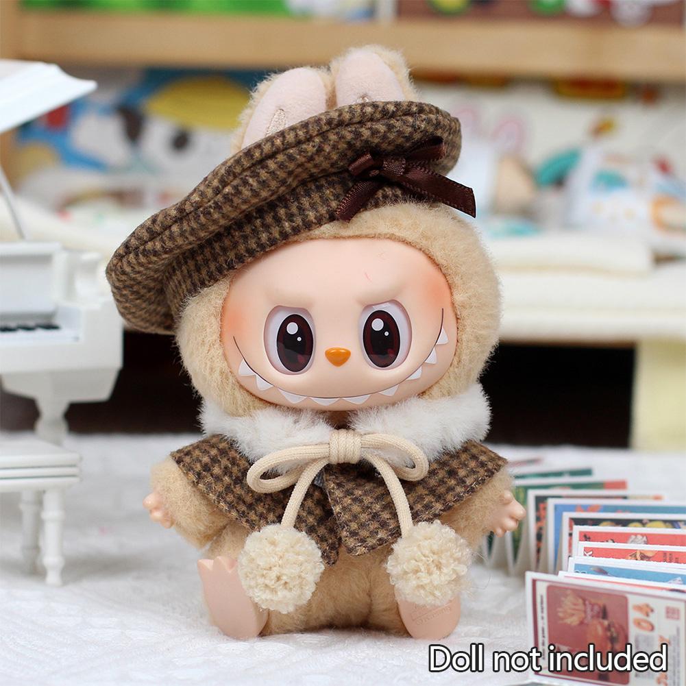 For Labubu 15/17cm Doll Stylish Overalls Clothes Set Pendant Cute Clothes with Fragrant Style For V1/V2 Labubu