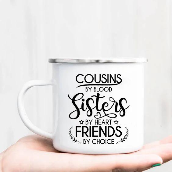 Лучшая кофейная кружка для кузена Кружки для кузена, брата, сестры, кружки для брата, чашки для воды, сока, эмалированная кружка Подарок на день рождения для кузена 360ml