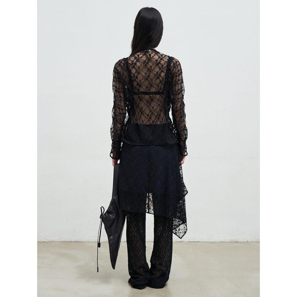 Anggae Layered Lace Skirt Black