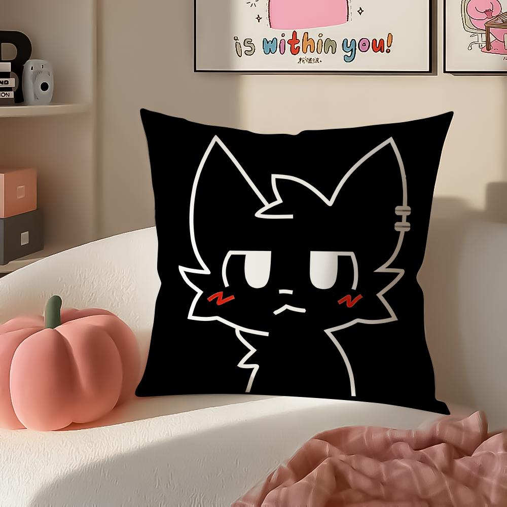 BBoykisser Silly Cat Cute Cushion Cover Pillowcase Short Plush Invisible Zipper Room Sofa Cushion Cover