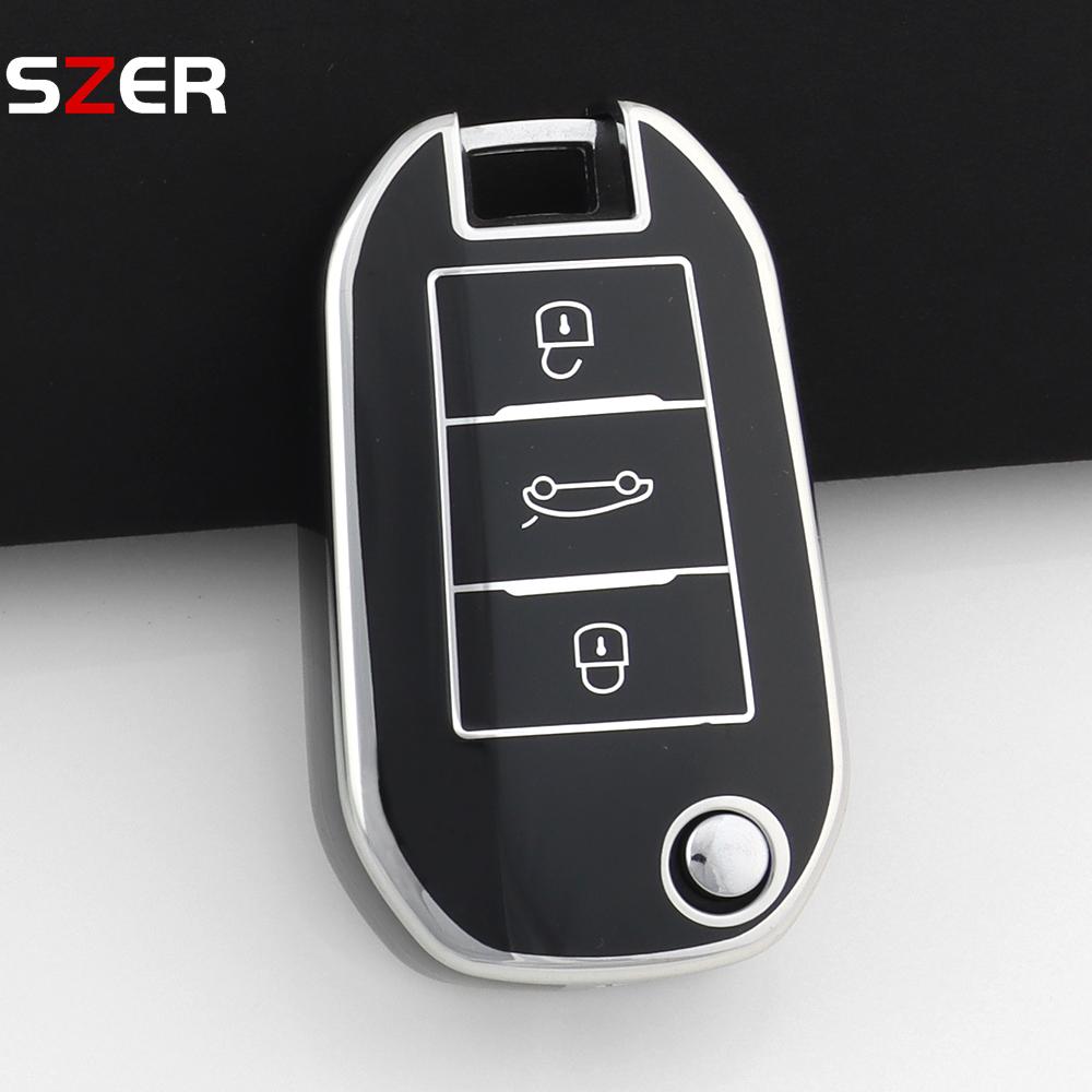 New Tpu Car Key Case Cover For Peugeot 208 308 408 508 2008 3008 4008 5008 For Citroen C3 C4 Cactus C6 C8 Protected Shell Fob