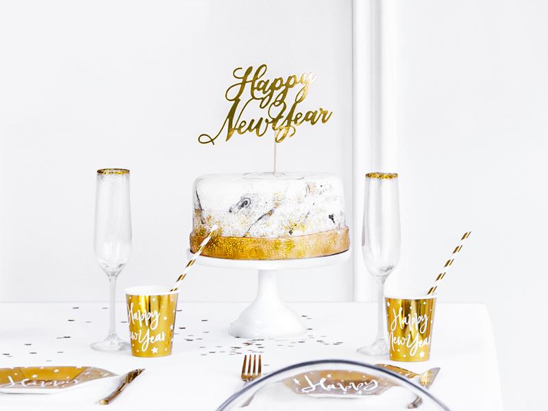 Happy New Year Cake Topper Gold 24cm 1 pcs