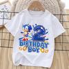 Sonics Birthday Number T-shirt Children Cartoon Tee Top Round Collar Clothing Boys White Short Sleeve Kids Anime Clothes Gift