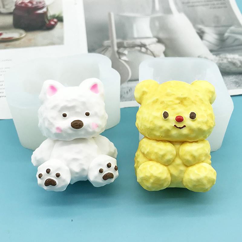 Cute Bear Cake Silicone Mold Diy Handmade Resin Mold Candle Making Mold Mochi Dessert Cake Squishy Toy Mould