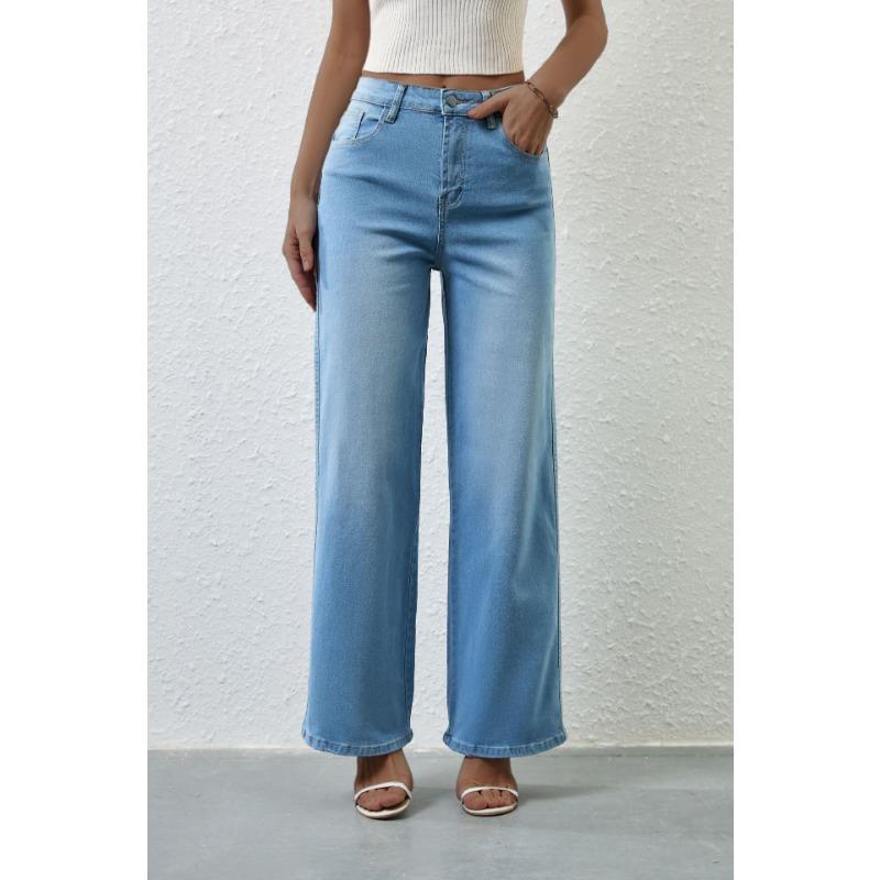 VEZFAA Damemote Uformelt Ensfarget trykk Høy midje Bukser og Capris