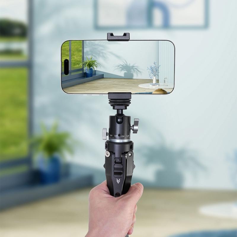 Tischstativ für Kamera und Telefon Handyhalterung Action-Kamera-Adapter Stabiler Griff Tragbares Tischstativ Desktop-Halterung