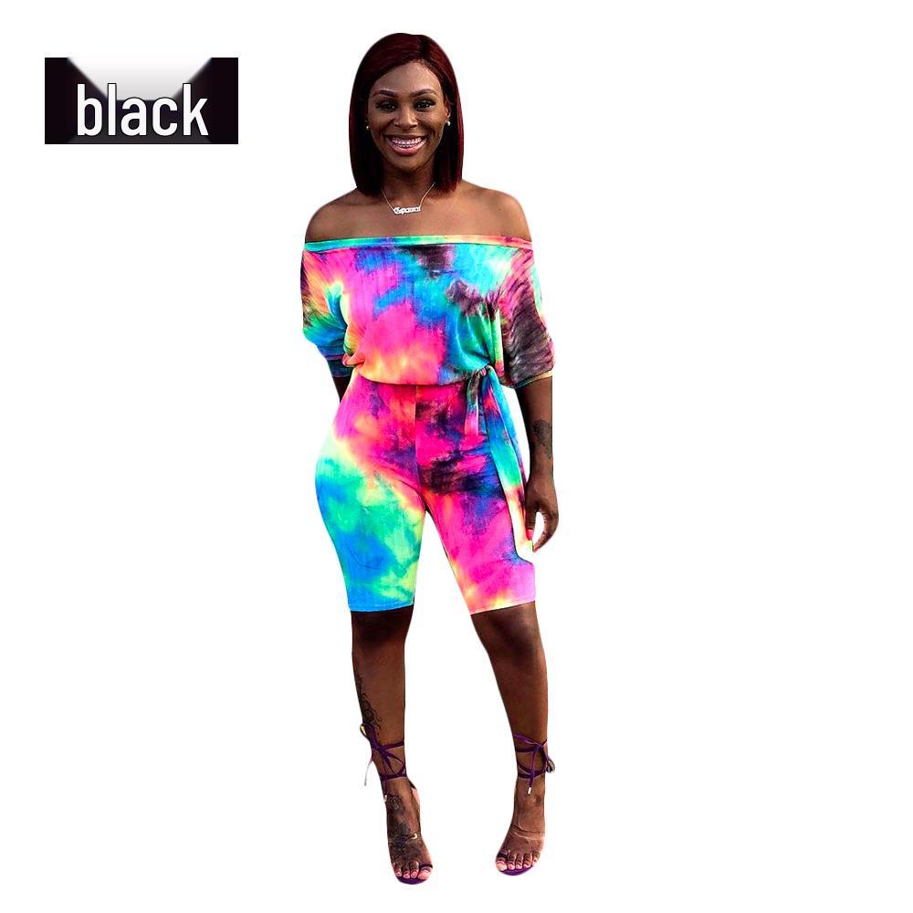 

S3593: Европейский и американский комбинезон на одно плечо, меняющий цвет, с открытой спиной и шнуровкой, с брюками-пятиточками L чёрный