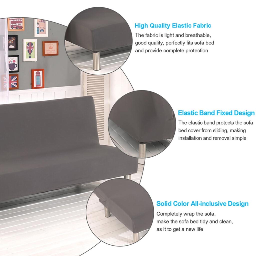 Folding Sofa Bed Cover Polyester Elastic Armless Couch Cover Futon Slipcover Protector