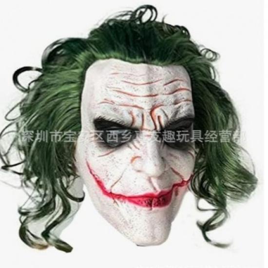 20204New Batman Jack Mask Joker Mask Halloween Clown Mask Green Hair Latex Headgear