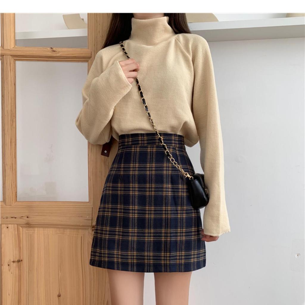 Fustă în carouri cu talie înaltă, linie A, pentru femei - Tendință toamnă/iarnă 2023