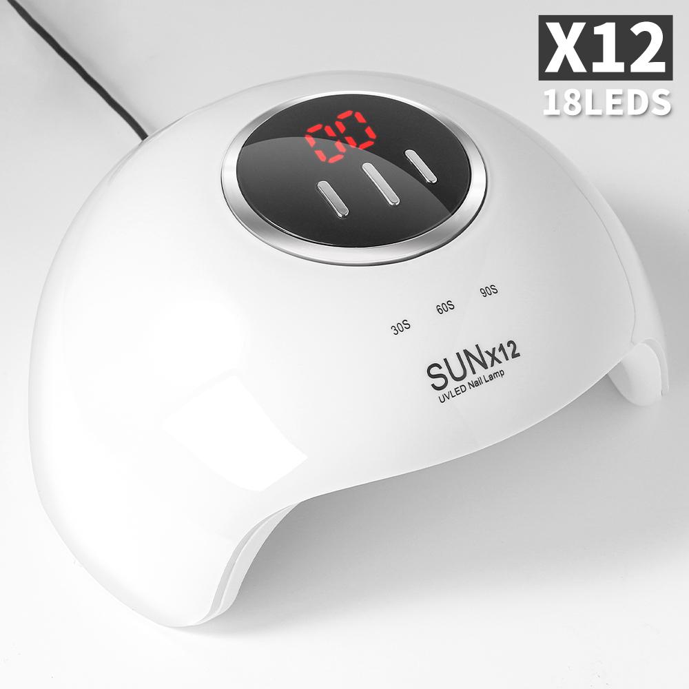

SUNX12 Профессиональная машинка для сушки ногтей 18 светодиодная УФ-лампа для сушки всех ногтей, гель-лака, USB, оборудование для маникюрного салона, инструменты UBS белый