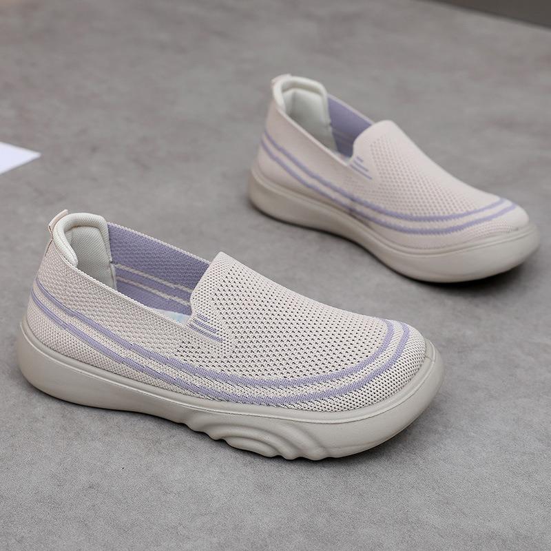New Style of Cloth Shoes Women's Single Shoes Thick-soled Anti-slip Casual Shoes Soft-soled One-step Mom Shoes