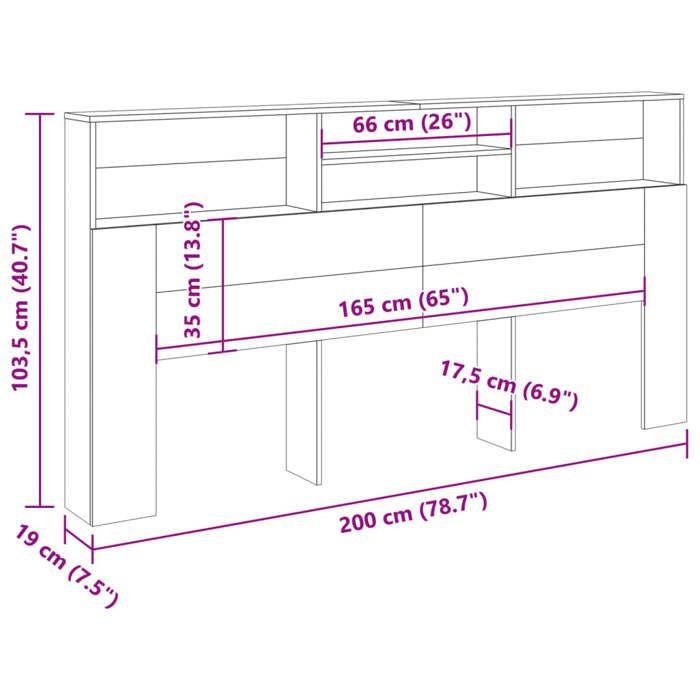 VidaXL Headboard Cabinet Artisan Oak 200x19x103.5 Cm 856875