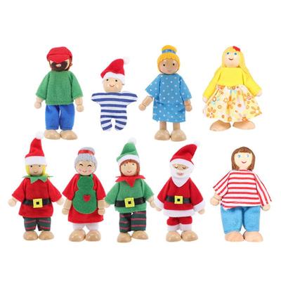 OATIPHO 9-Piece Set Wooden Family Hand Puppets for Kids, Dollhouse Play, Christmas Imagination Development Play Toys