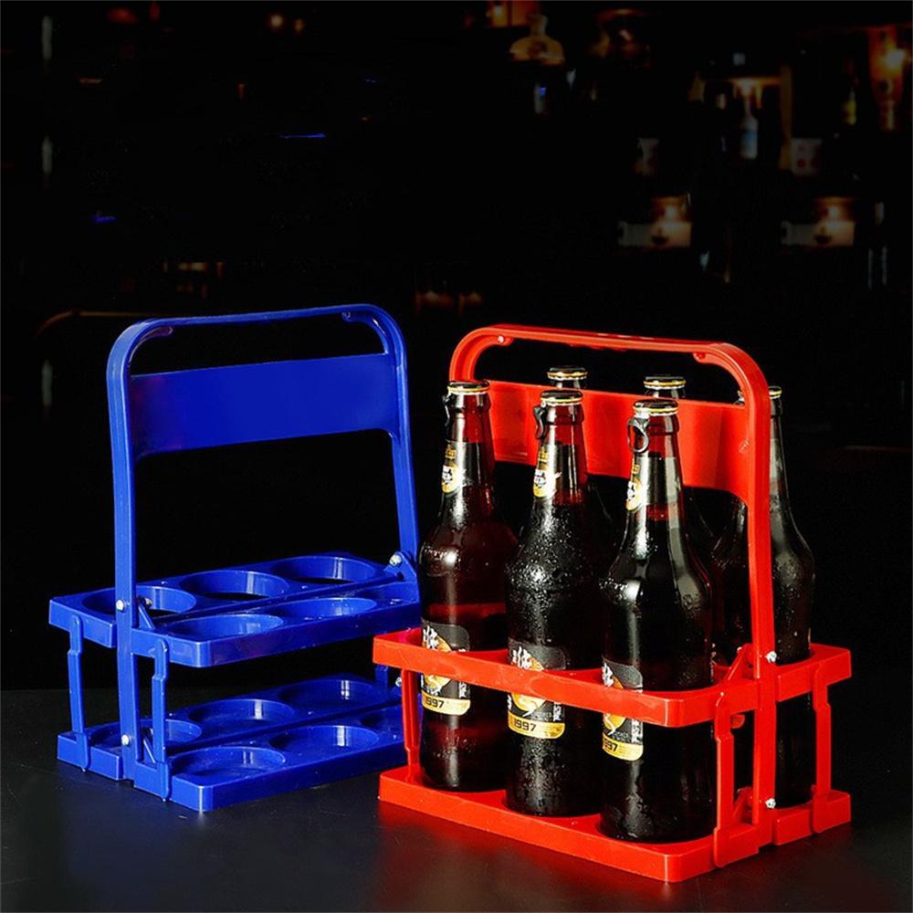 Vintage Plastik Milchsaftflaschenhalter 6 Löcher Faltbar Picknick Bier Getränke Träger Dekor Party Bar Likör Wein Aufbewahrungsregal