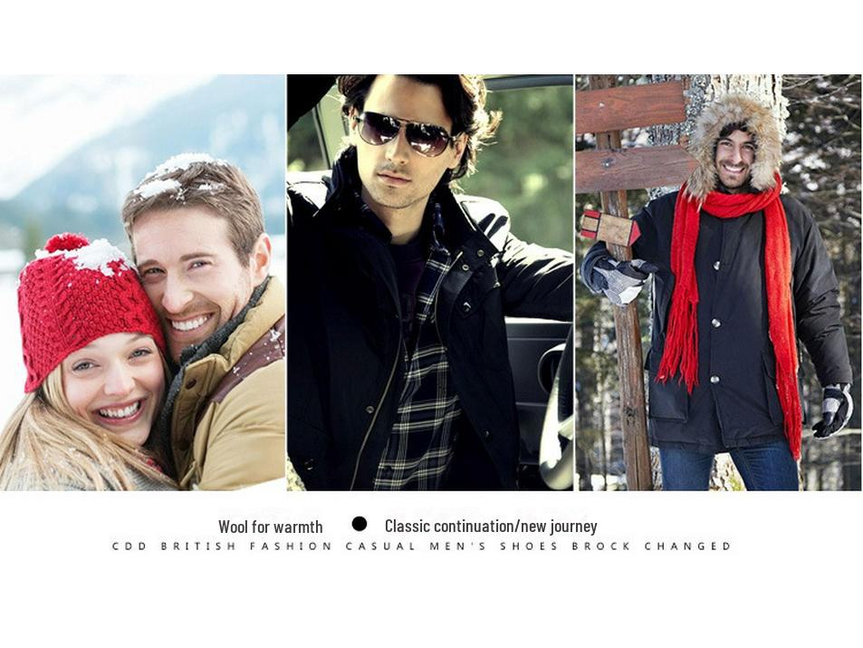 2024 Winter Men's Genuine Leather Wool-Lined Casual Shoes for Middle-Aged & Elderly