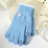 Finger gloves winter women's new thickened warm solid color cute student cycling cold-proof wool gloves women