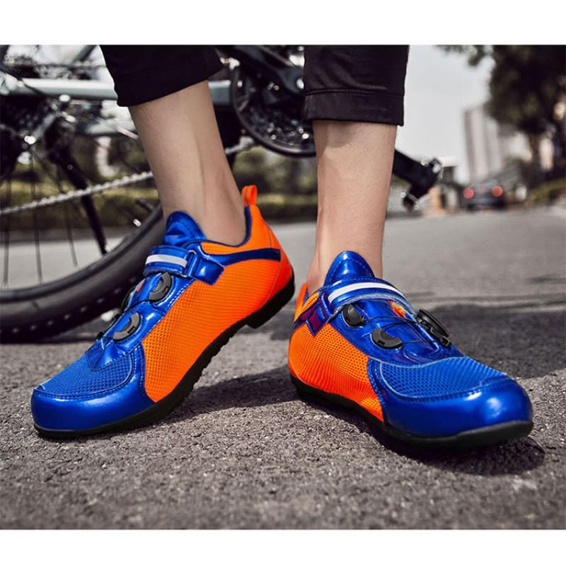 Unisex buty rowerowe z obrotowym pokrętłem, oddychająca siateczkowa cholewka, gumowa podeszwa, do jazdy na rowerze szosowym i górskim