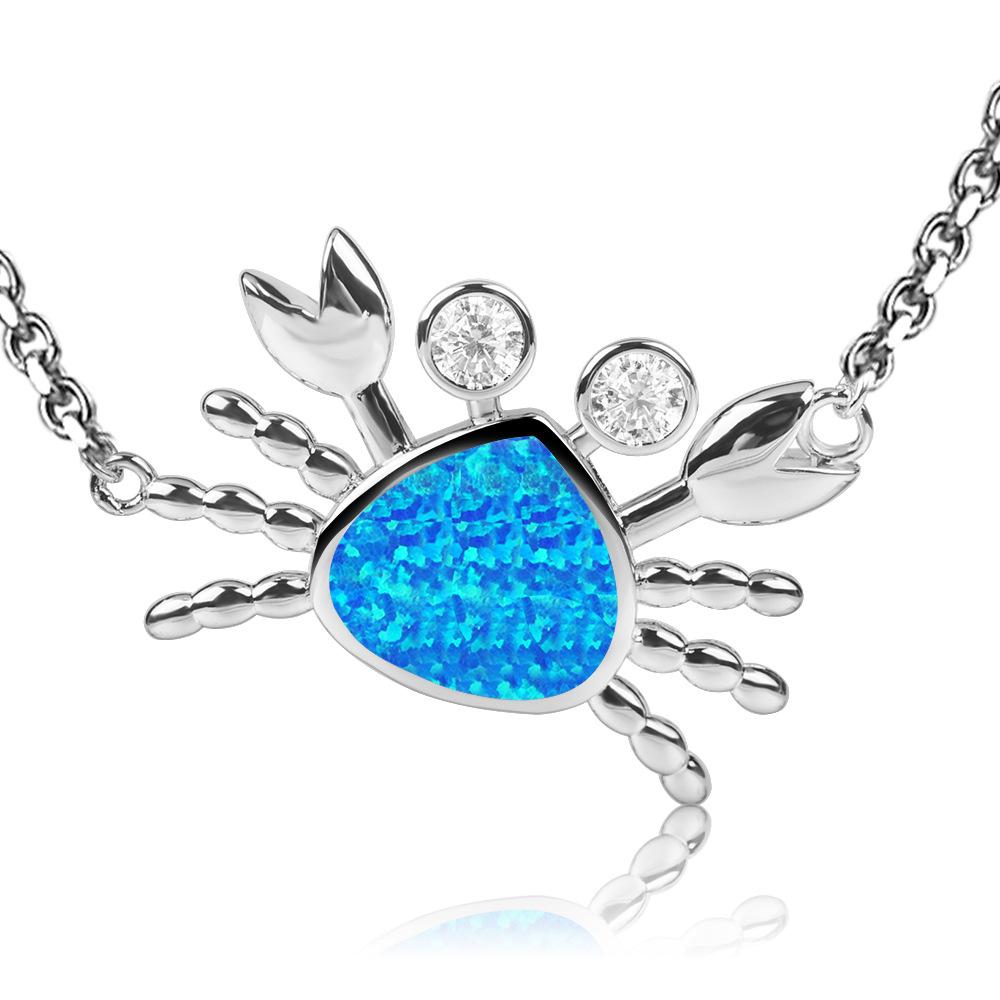 Copper Silver Plated Sweater Chain Necklace - Trendy Hawaiian Crab Opal Style Jewelry 19.0in & above&Fashion
