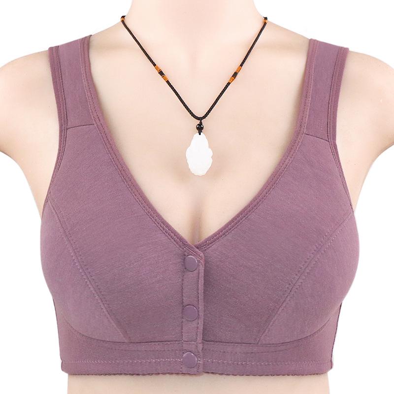 Soft Cotton Front Buckle Bra for Middle-Aged & Elderly Women - No Steel Ring, Vest Style, Large Size
