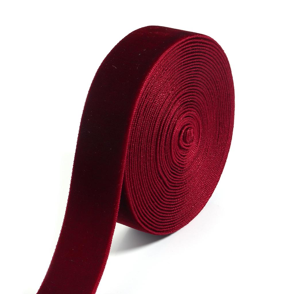 6-38mm Wine Red Single-sided Velvet Ribbons Diy Handmade Bow Flower Bouquet Gift Packaging Home Party Christmas Decorations
