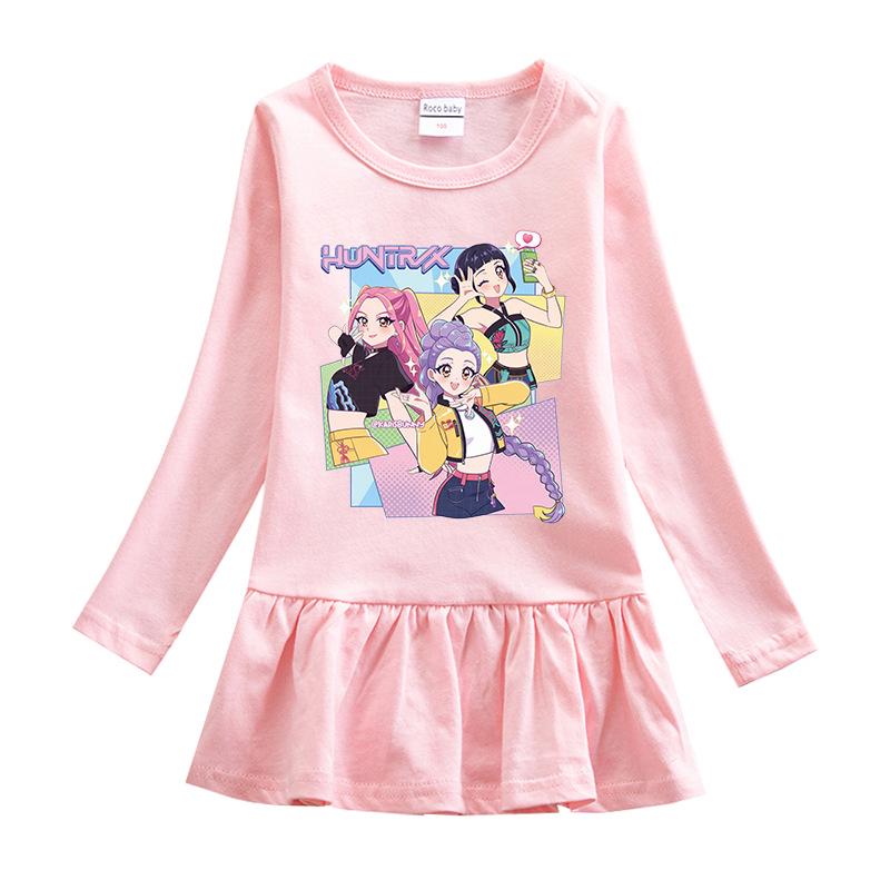 Kpop Monster Hunter Witch Korean Style Baby Girl Dress - Spring/Autumn, Long Sleeve Cartoon Mesh Princess Skirt