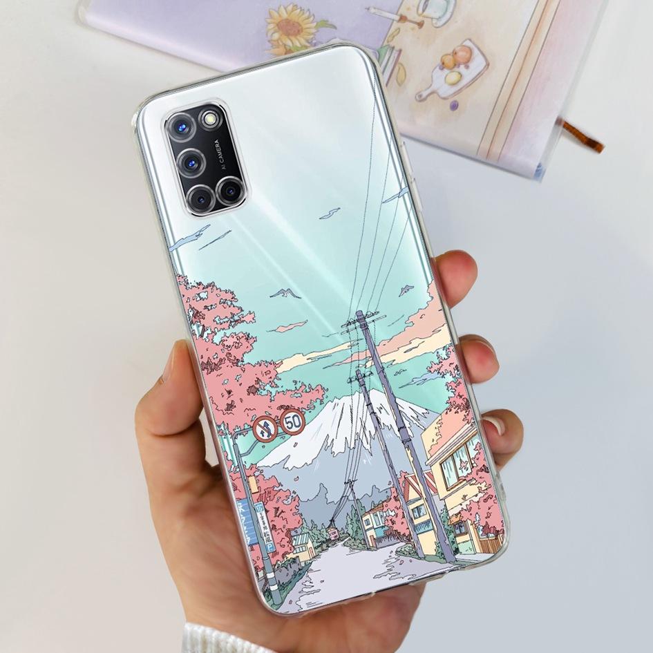 For OPPO A52 Case OPPOA52 CPH2069 A 52 Flower Phone Case Fashion Transparent Silicone Soft TPU Back Cover For OPPO A72 A92 Coque