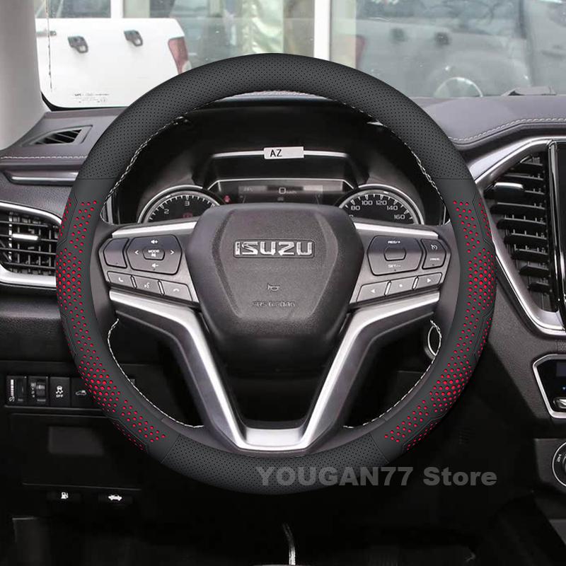 Leather Car Steering Wheel Cover For Isuzu D-MAX MU X 2012-2024 Covers For Covers Auto Interior Isuzu D MAX Accessories 2025
