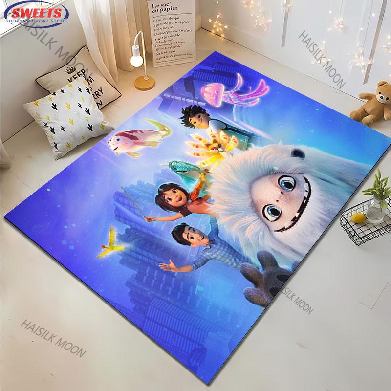 1PC A-Abominable Cute Burnish Cartoon Carpet Living Room Bedroom Sofa Large Area Decorative Mat Kids Play Soft Non-slip Rug Gift