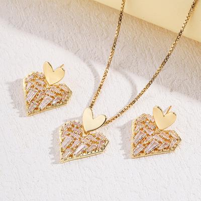 Vollbesetztes Diamant-Liebeshalsband Damen-Trend Persönlichkeit Vielseitig Zirkon Herz Set Schlüsselbein Kette
