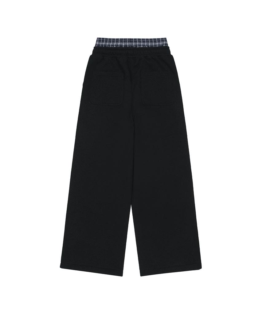 ODDSTUDIO Star Horse Check Layered Sweatpants - Black