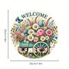 VAGAAR 8 inch Round Vintage Metal Welcome Sign, Rustic Tin Plaque Weatherproof for Home Bar Garage Wall Decor