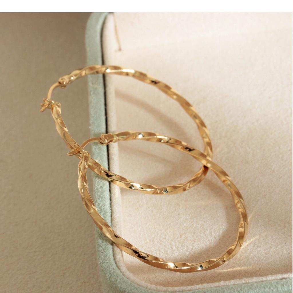 LUMINA Fine Jewelry Trendy Classic Circle Gold Earrings 40mm Wide Spiral Au750 Pure Gold Hoops 18k Earrings Real Gold
