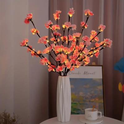 1PC Peach Blossom Tree Branch Light Floral String Lights Battery Operataed Fairy Lamp For Indoor Outdoor Christmas Decoration