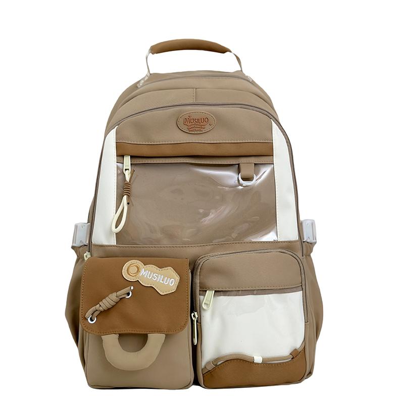 

Contrast Color Stitching Children s Backpack Student Schoolbag Women s Large Capacity Backpack хаки
