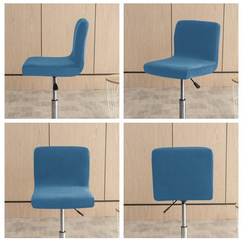 Bar Stool Chair Cover Velvet Low Back Chair Seat Case Elastic Rotating Lift Chair Cover Solid Color Dining Protector Covers