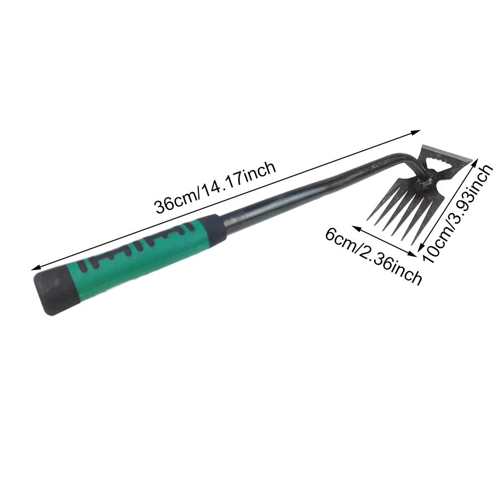 2 In 1 Garden Rake Manual Weed Grass Rooting Tool Puller Shovel 5/6/11 Tooth Weeding Removal Hand Gardening Loose Soil Tool