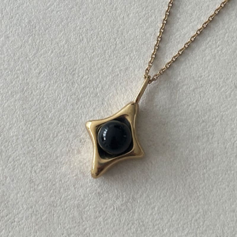 eveningbell [silver925] Star tinsel necklace (Onyx/2color)