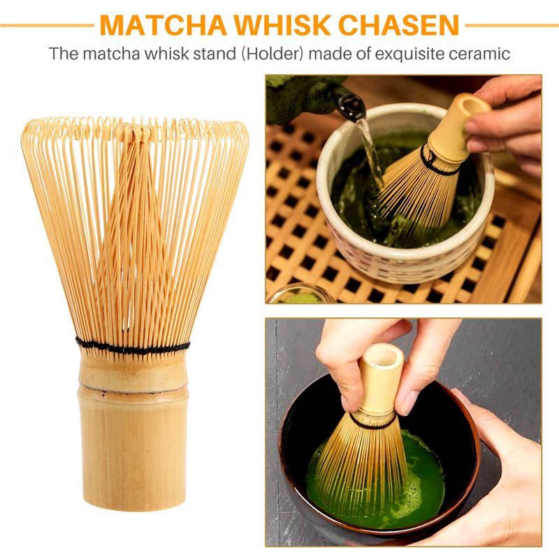 A34R Matcha Whisk Set Bamboo Matcha Tea Set 100 Prong Matcha Whisk (Chasen), Traditional Scoop, Matcha Whisk Holder