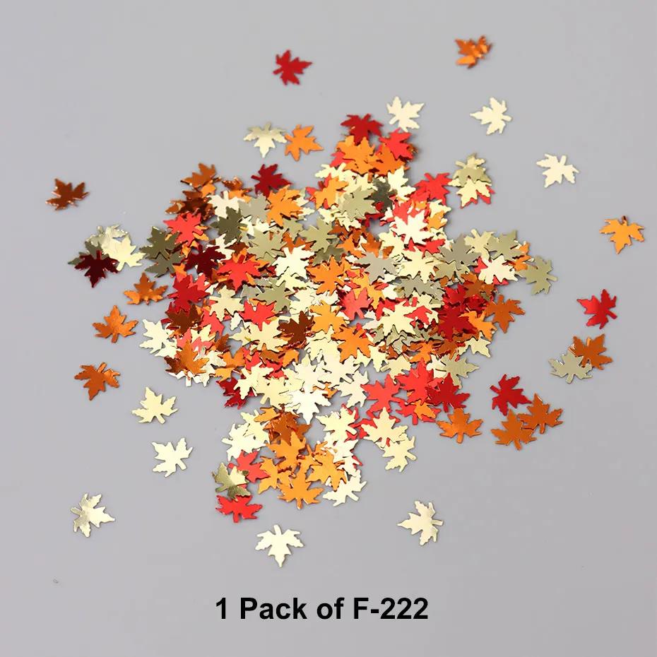 

1Pack Mixed Colored Maple Leaf Nail Art Sequin Shimmer Pumpkin Orange Red Leaves Resin Flakes Charm Autumn Christmas Nail Decor