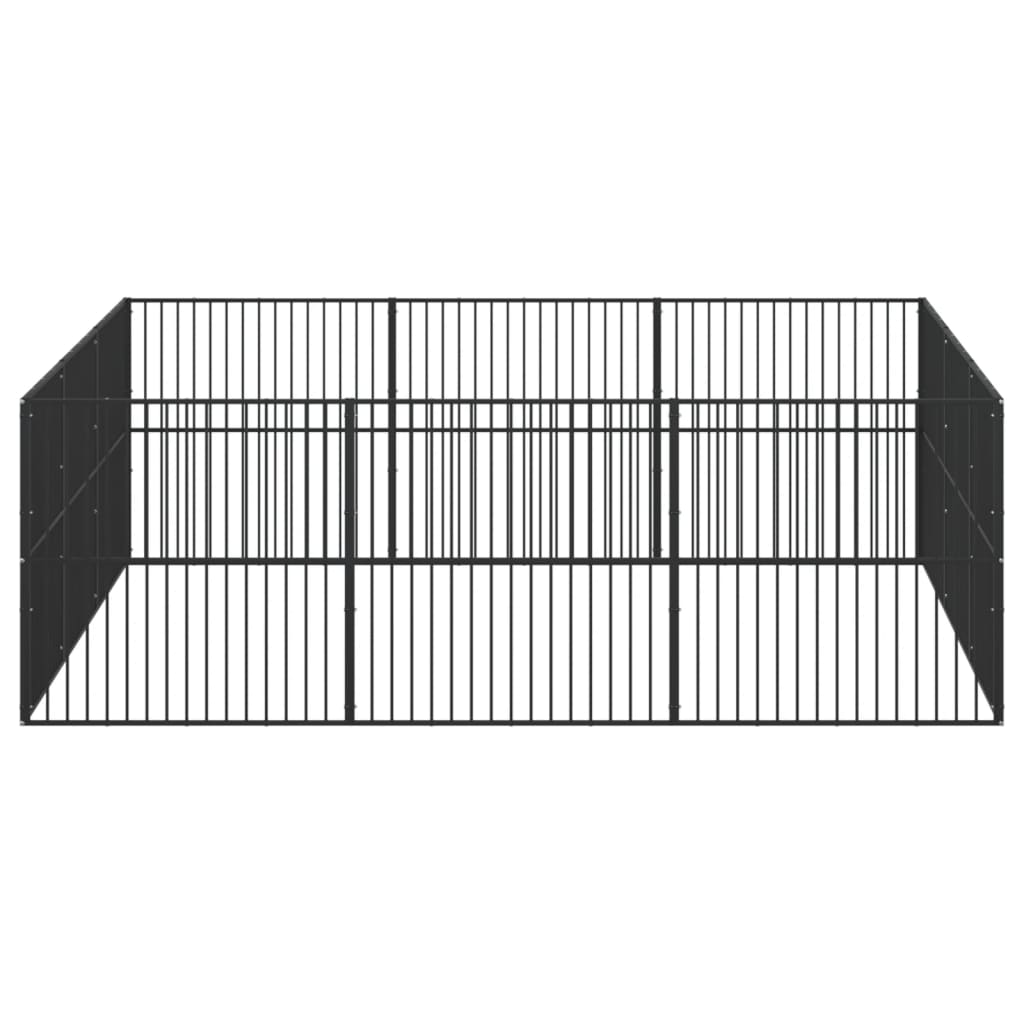 Vidaxl Dog Playpen, 12 Panels, Black, Galvanized Steel