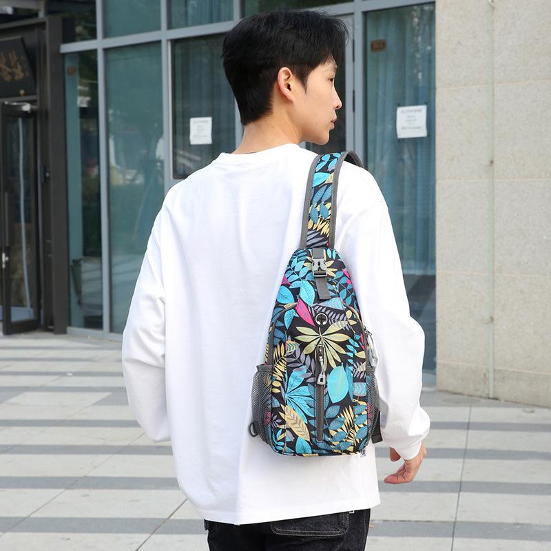 Men's Breast Bag Men's New Simple Multi-functional Sports Backpack Leaf Commuting Versatile Men's Breast Bag