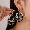 Leopard Print Resin Double Circle Geometric Hoop Earrings, Elegant and High-end Earrings for Women