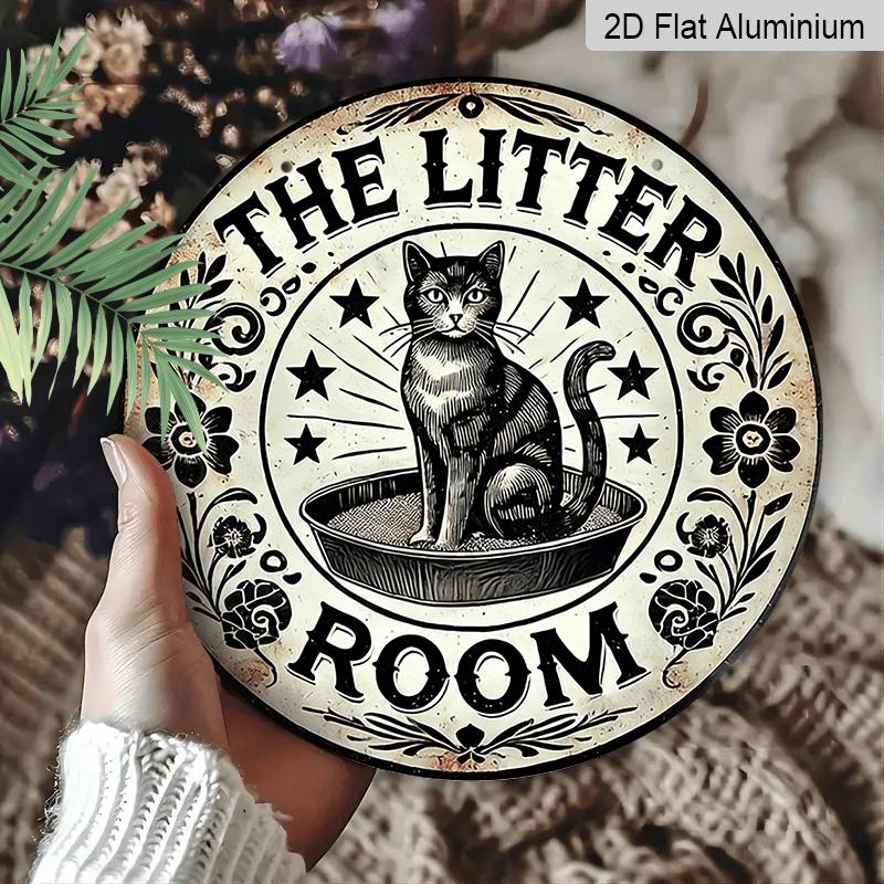2D Flat, 1pc Printed Round Aluminum Decorative Sign with a Cat Theme, Measuring 20×20 CM (7.87×7.87 Inches), Perfect for Areas Where Cats Are Kept At